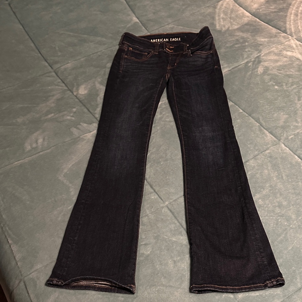 American Eagle Outfitters Women's Dark Blue Flare Jeans